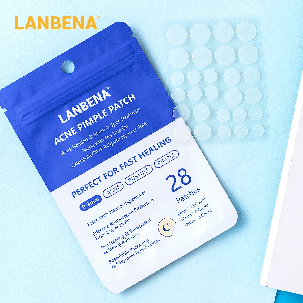 LANBENA пластырь для прыщей, 28 шт., невидимые наклейки для ночного использования, Лечение пятен, акне, маска для лица, уход за кожей, инструмент для красоты