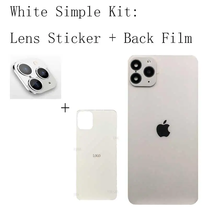 White-Simple-Kit Для iPhone X XS MAX XR секундная смена 11 PRO для Apple iPhone 11Pro MAX наклейка на рассеиватель Модифицированная крышка камеры титановый сплав 10 - Цвет: White-Simple-Kit