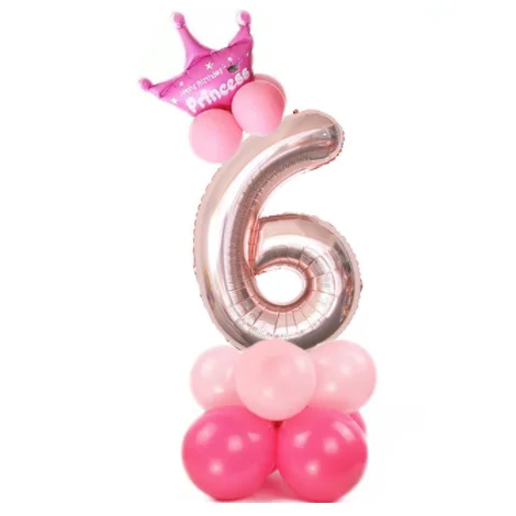 Pink 6 14 шт., костюм на день рождения, 1, 2, 3, 4, 5, 6, 7, 8, 9, 0, шар с цифрами, розовое золото, колонна, Золотая Корона, шары на день рождения, вечерние шары - Цвет: Pink 6