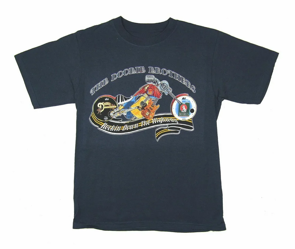 The Doobie Brothers Rocking Down Highway Navy Blue T-Shirt New Official Cotton Tee Shirt Free Shipping Funny Tops |