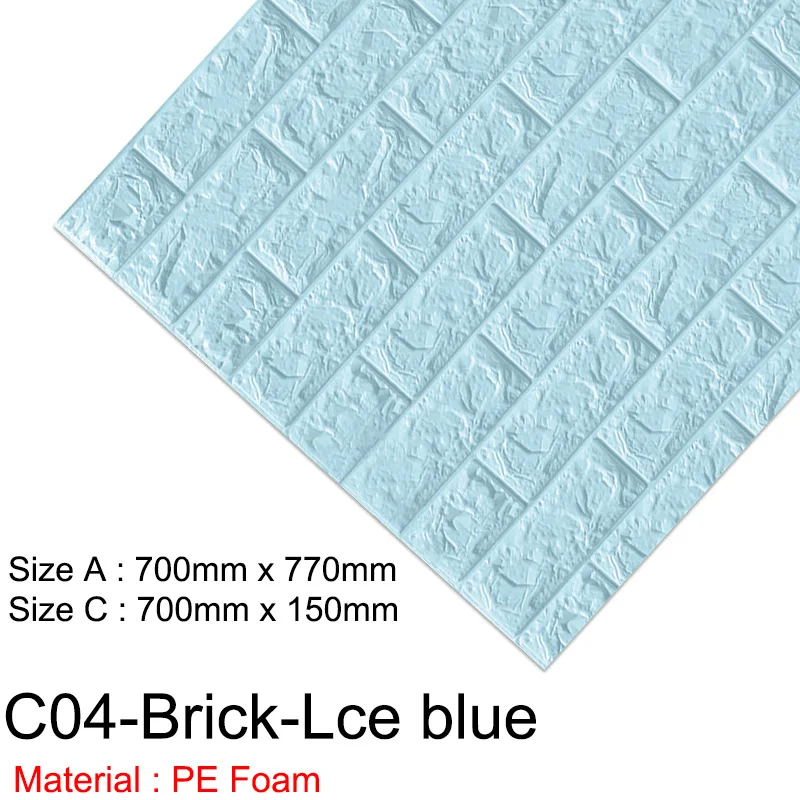 C04-Brick-Ice blue 10 шт. 3D обои, кирпичная Водонепроницаемая настенная Бумага 3D DIY, самоклеящийся декор для спальни, детской комнаты, гостиной, обои, бумага - Цвет: C04-Brick-Ice blue
