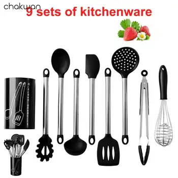 

Chakwan 9Pcs Kitchen Silicone Cooking Spoon Ladle Egg Beaters Utensils Dinnerware Set Silicone Cooking Tool Set Utensils