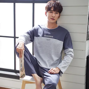 

Men Pajamas Spring and Autumn New Style Pure Cotton Clothing Autumn and Winter Cotton Summer Long Sleeve Simple Male Large Size