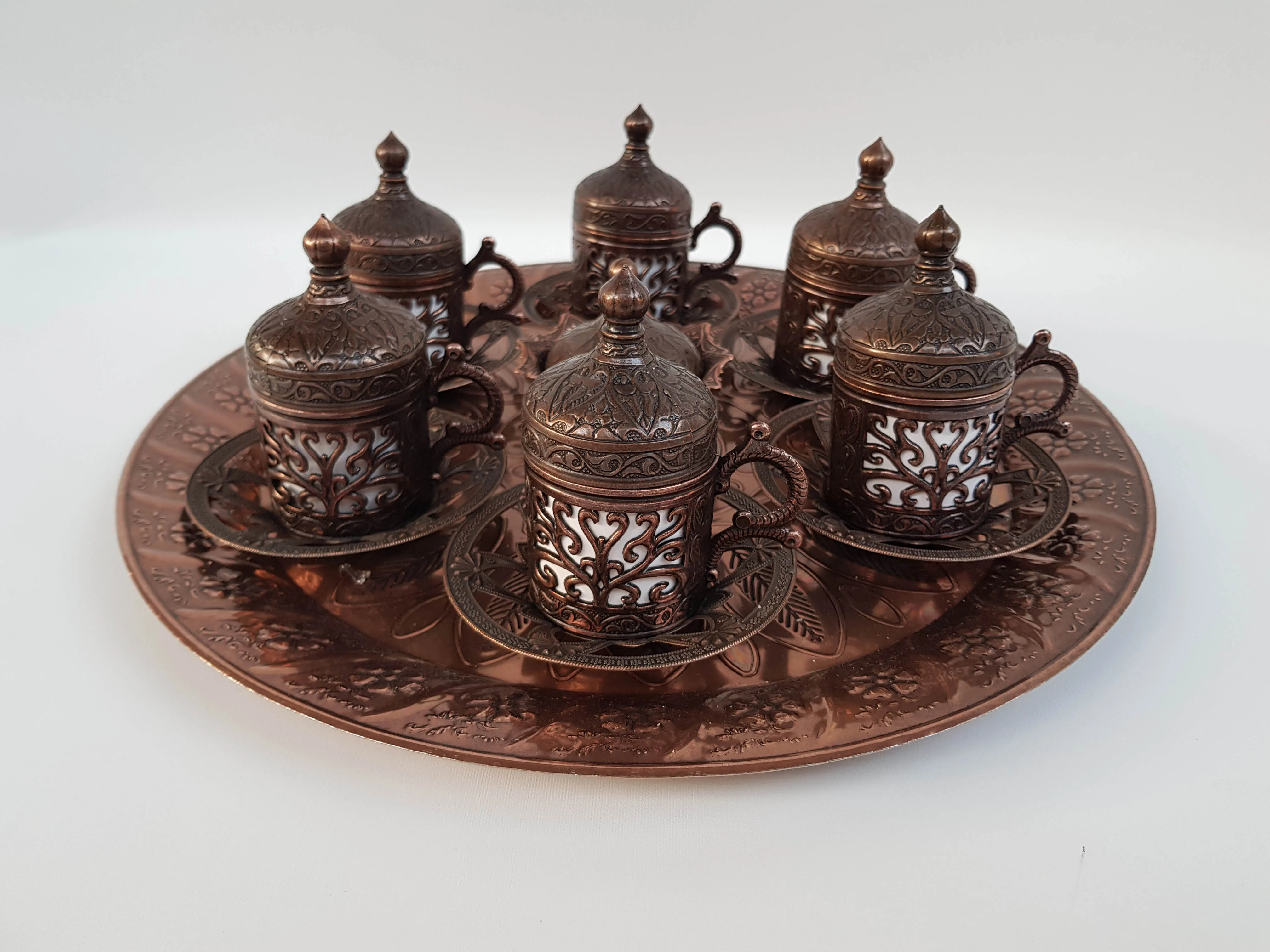 Ottoman Turkish Coffee Cups Set / 6 pcs Handmade Copper Arabic Coffee