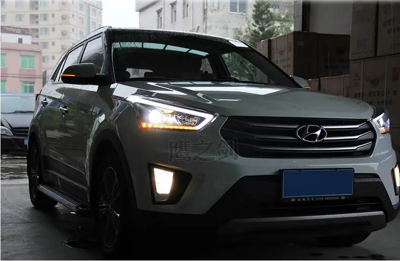 Автомобильные передние фары для hyundai Creta светодиодный головной светильник для IX25 Головной фонарь СВЕТОДИОДНЫЙ дневной ходовой светильник светодиодный DRL Bi-Xenon HID