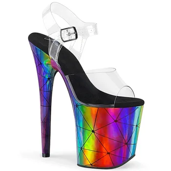 

Summer Women Sandals Narrow Band Vintage 20CM Thin High Heels PVC Buckle Strap waterproof Party Wedding shoes for women 2020