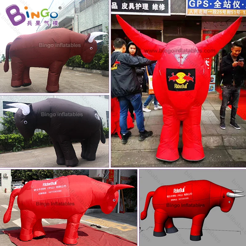 Стиль 3,2x1,8 mH надувной красный костюм быка надувая заказной цвет buffalo носить украшения парад события модель игрушки