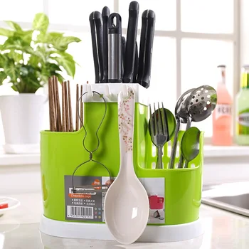 

Eco-friendly Plastic Kitchen Knife Holder PP Large Capacity Knife Block Tableware Spatula Storage Organizer Knife Stand