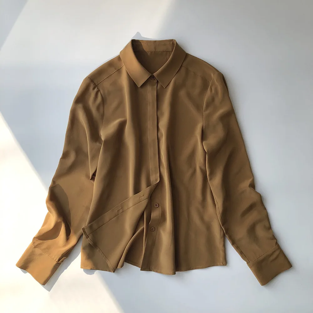 Caramel Colour Elfbop Женская шелковая карамельная цветная рубашка Топ- новейшая женская блузка рубашка - Цвет: Caramel Colour