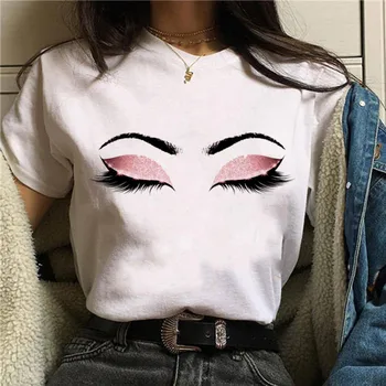 

2020 Hot Harajuku Shiny eyelash Graphic T Shirt Women Eye shadow Grunge T-shirt Fashion Tshirt Ullzang Top Tee Female ropa mujer