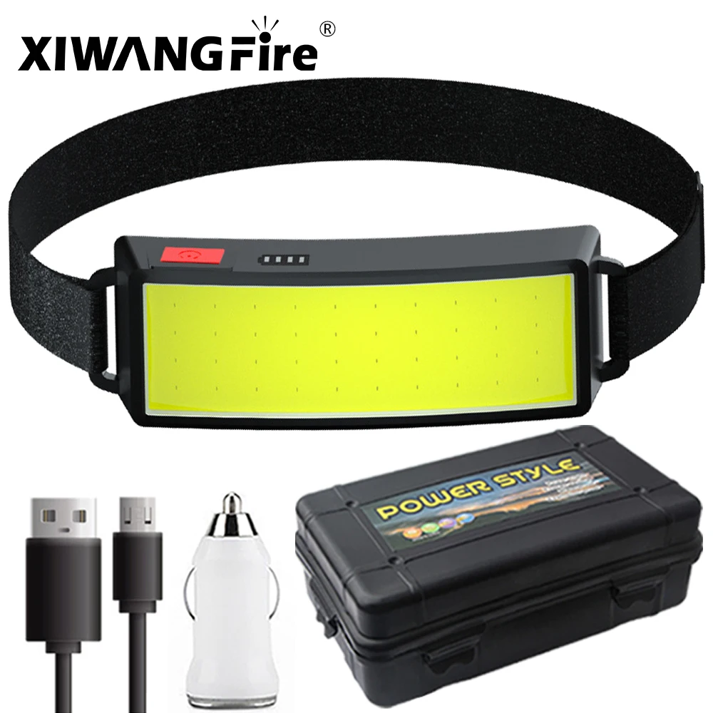2021 New Style Headlamp Portable Mini COB LED Headlight with Built-in Battery Flashlight USB Rechargeable Head Lamp Hiking Torch