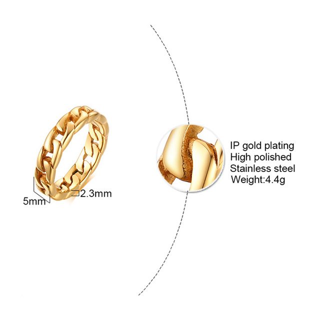 Ring, Curb Chain Ring, Stainless Steel Miami Link Rings,Streetwear Fashion Hip Pop Cool Ring, Everyday Jewelry 3 to 7 MM
