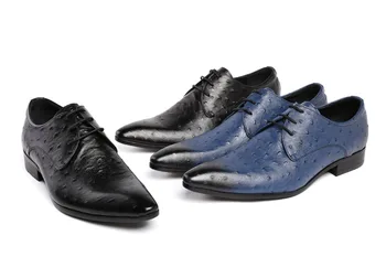 

Men's Formal Wear Leather Shoes Men Shoes Lace-up Ostrich Pattern Printed Wedding Shoes Oxfords Chaussure Homme