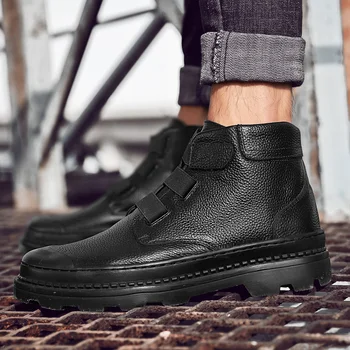 

Men Winter boots Comfortable Fashion Genuine Leather ankle Boots Composite Sole Waterproof Boots Men's Boots Male Footwear