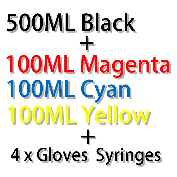 500ML Bk 100ML CMY 500 мл универсальный совместимый черный Заправка картриджей для Lexmark hp Canon samsung Epson Dell Brother струйный принтер ключ пластина - Цвет: 500ML Bk 100ML CMY
