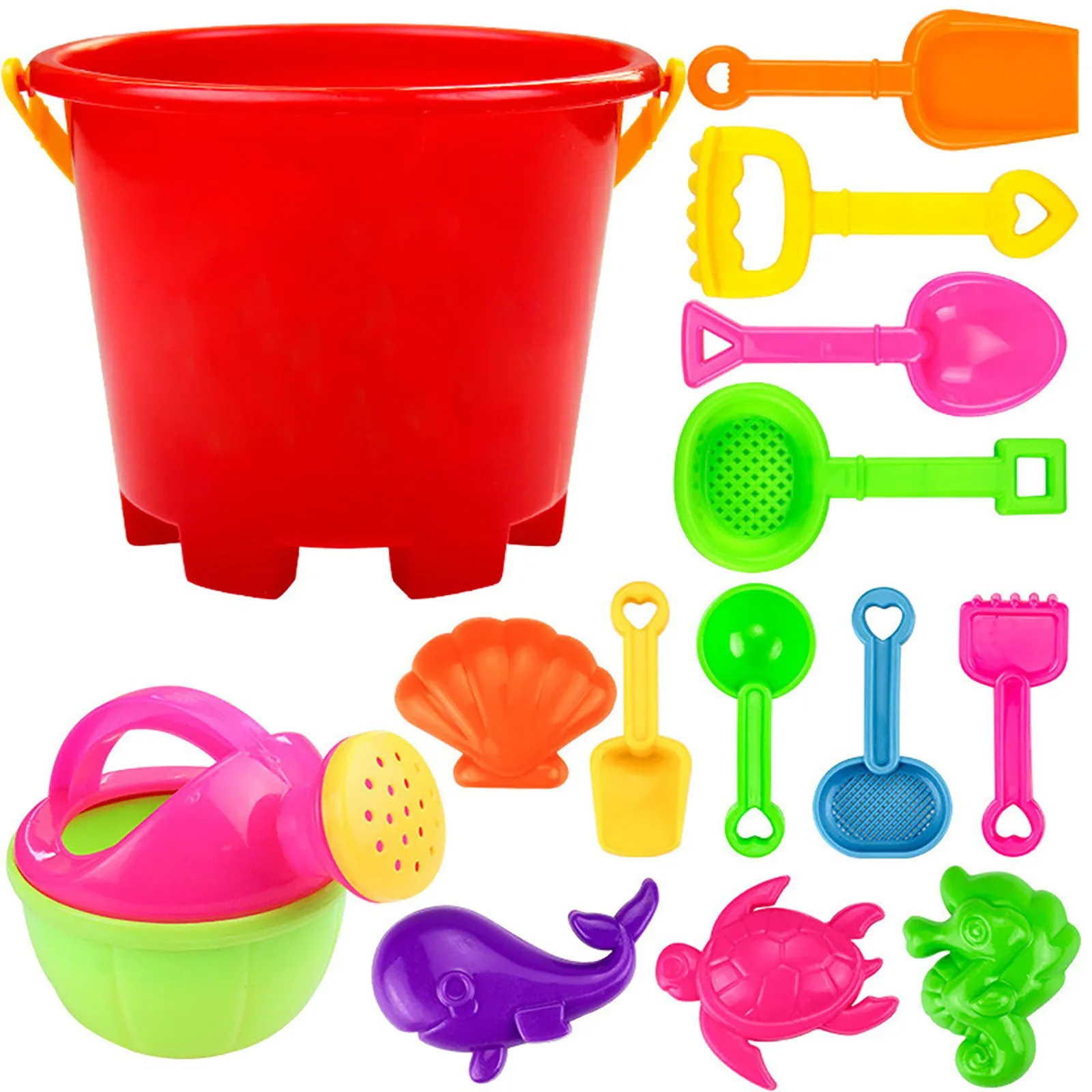 Juego de Herramientas de playa para niños, Juegos de Arena, diversión, playa, agua, juguetes para arena de playa, pala de cristal de arena, herramienta, 14 Uds.