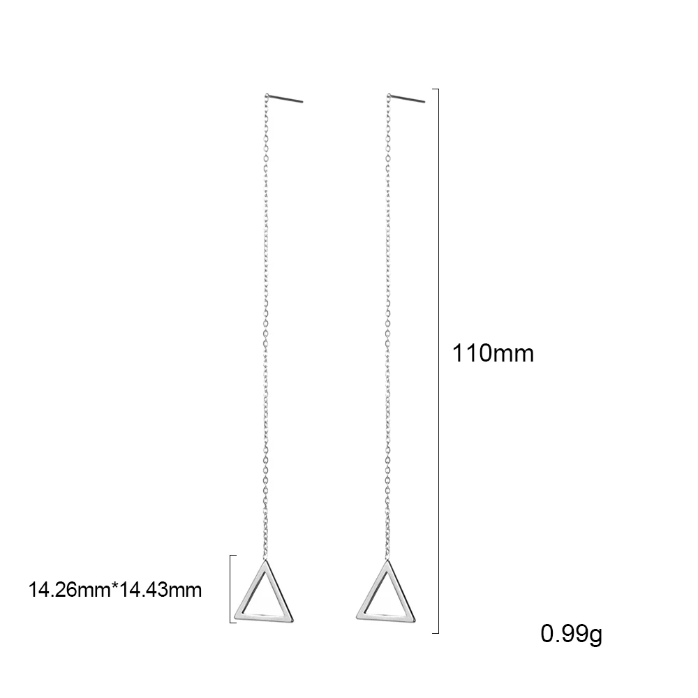Teamer нержавеющая сталь длинная цепочка серьги для женщин Корейский в виде звезды луны сердца серьги Модные ювелирные изделия линейные Threader - Окраска металла: triangle