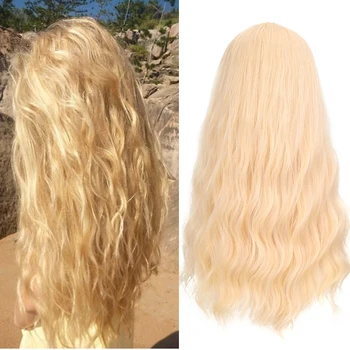 

MUMUPI Long Water Wave Wigs for Black Women African American Synthetic Hair Blonde Wigs Middle Part Heat Resistant Wig