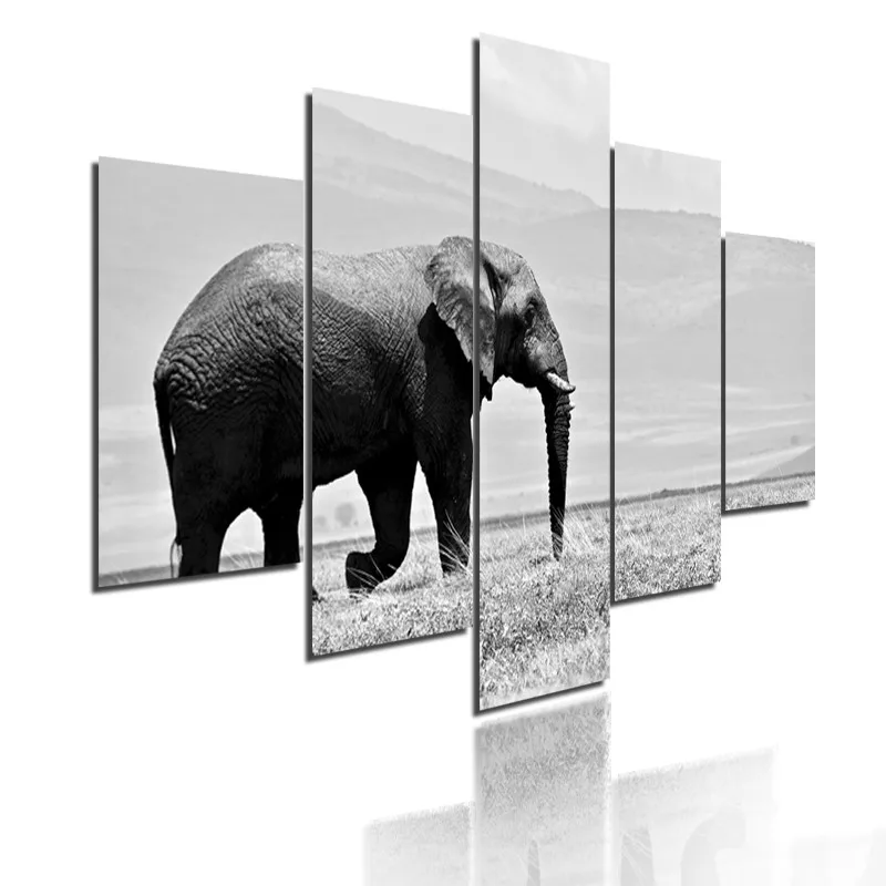 

Walking Grey Elephant Canvas Painting HD Customizable Picture Print Irregular Poster Living Room Bedroom Wall Decoration