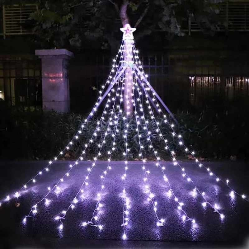 Usb Five pointed Star Waterfall Light Christmas Tree Light - Temu