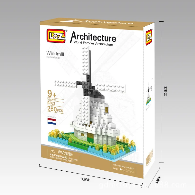 

LOZ 9363 Architecture Assembled Building Blocks Windmill Diamond Building Blocks