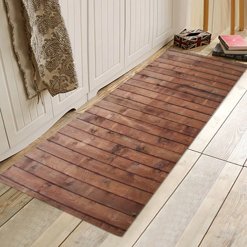 Brown wood bars 4 Brown wood bars Flannery printing Anti-Slip absorbent home mat - Цвет: Brown wood bars 4