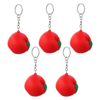 

5Pcs PU Apple Desktop Ornament Springback Toy Imitation Toy Key Decoration Kids Plaything Key Chain for Decor Present Home Key