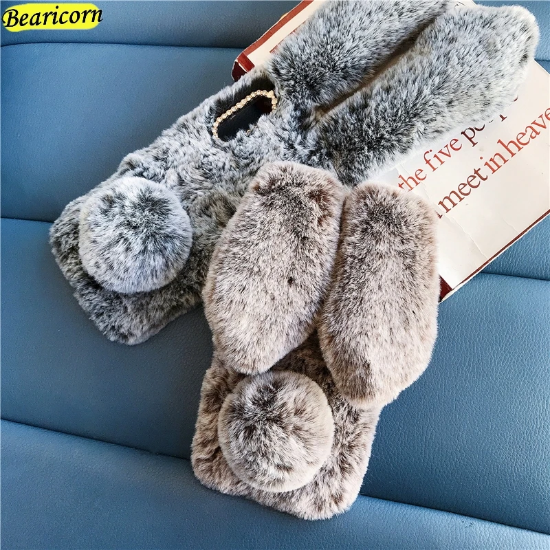 Soft Plush Case For Huawei Honor 7A 7C 8X 8A 8S 9X 9S 9A 10i 20i 20s 20e 30s 30i 10 20 30 Lite Pro Furry Rabbit Bunny Fur Cover | Мобильные