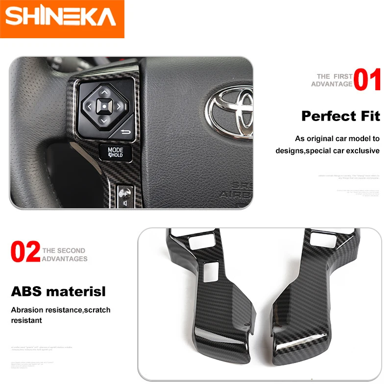 SHINEKA интерьер Молдинги для Toyota 4runner 2010+ рулевого колеса автомобиля украшения крышка наклейки автомобильные аксессуары для Toyota 4runner