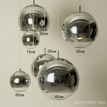 

Lustre Pendant Lights Globe Ball LED Pendant Lamp Living Room Hanging Luminaire Lamparas Lustre Lighting E27 Silver Gold Glass