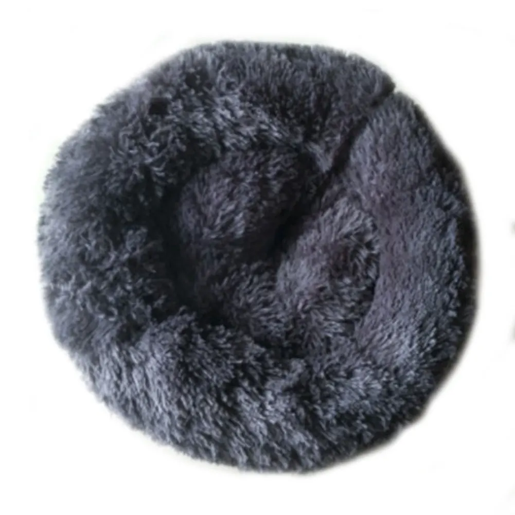 Dark Gray Круглая подушка универсальная пончик Cuddler утолщенная однотонная мягкая плюшевая теплая зимняя домашняя кровать для домашних животных Моющаяся - Цвет: Dark Gray