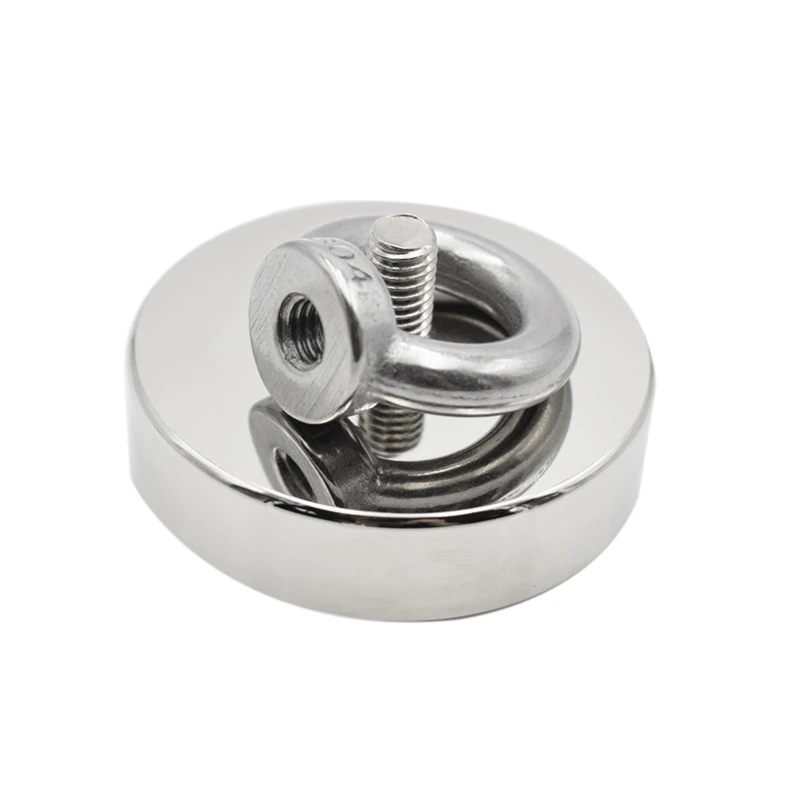 

(Pull Out Force 75Kg)M8 D60Mm Strong Powerful Round Neodymium Magnet Hook Salvage Magnet Sea Fishing Equipments Holder Pulling M