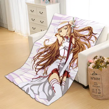 

Anime SAO Sword Art Online Yuuki Flannel Blanket Mat Tapestry Sofa Soft Throw Blanket Towel Mat Blanket Table Beach Towel Print