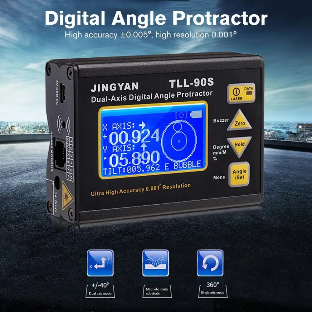

High Precision Laser Level Gauge LCD Display Angle Meter 0.005 Dual-axis Digital Laser Level Inclinometer