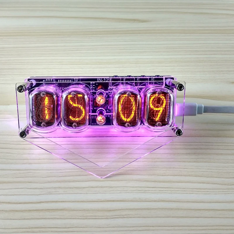 4-разрядный в-12 интегрированный часы свечение трубки с красочными RGB светодиодный Подсветка "сделай сам" из часы