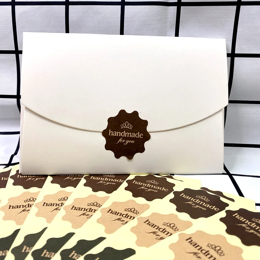 120PCS/lot Vintage Multilateral waveforms Kraft Paper handmade for you Sealing Label Sticker For Handmade Gifts Package self adhesive stickers,paper stickers,adhesive stickers,decorative labels stickers,kraft paper stickers