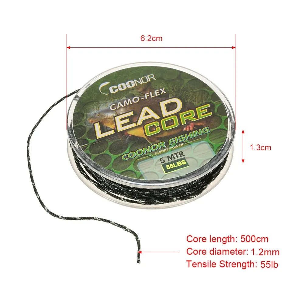 COONOR рыболовная леска 5 м 35lb / 45lb/55lb Leadcore камуфляжная для ловли карпа снасть с ядром