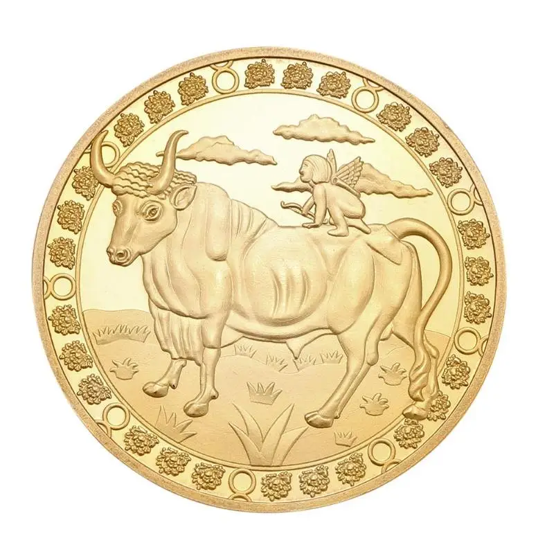 Памятная монета 12 Созвездие позолоченный креативный и уникальный легкий и нежный подарок для творческой коллекции - Цвет: Taurus
