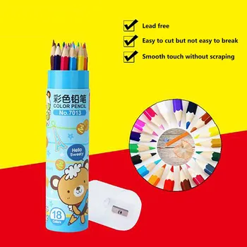 

18Pcs Child Pencil Barrel Painting Pencil With Sharpener Drawing Brush for Kid School Graffiti Drawing Painting Stationery 4.9