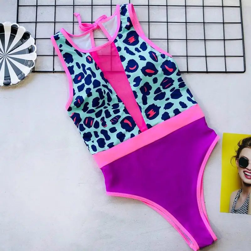 

Sexy High Neck One Piece Swimsuit 2020 New Hollow Out Mesh Patchwork Swimwear Bodysuit Bathing Suit Plus Size XXL Monokini 5211