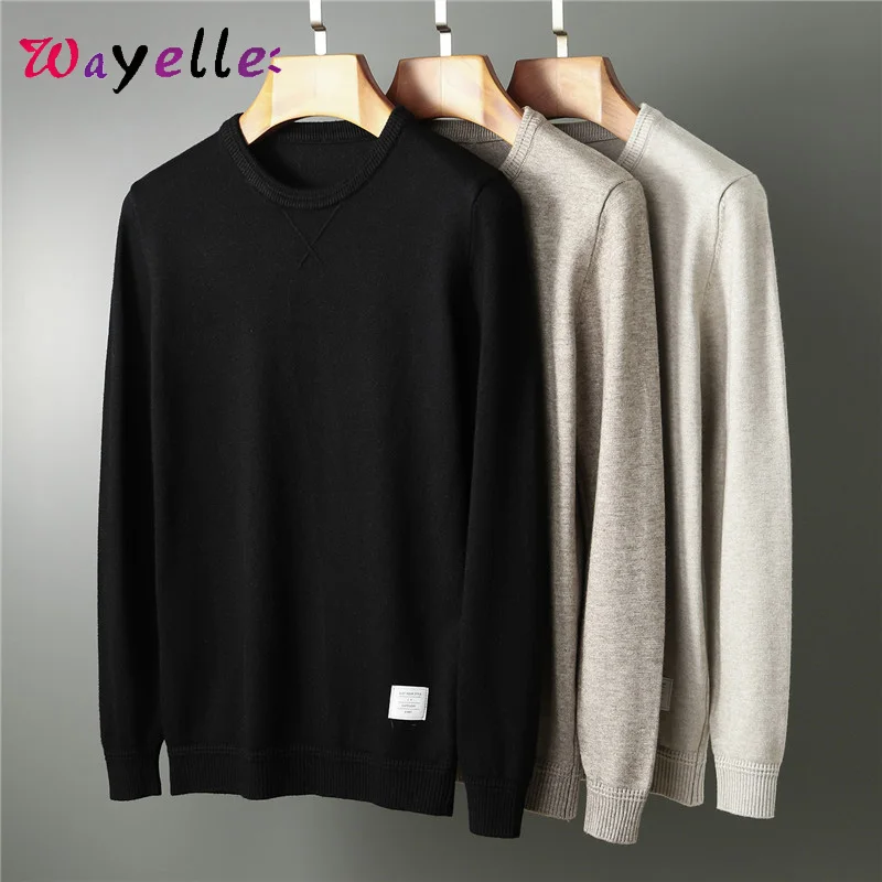 

Men Sweater O-Neck Solid Knitted Sweater Men 2019 Medium-thick Undercoat Casual Sweater Pullover Autumn Winter Warm Sweater