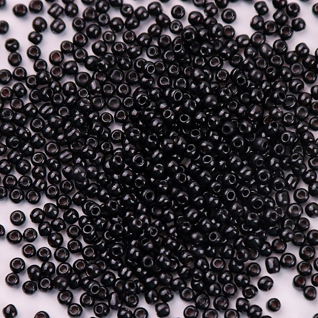 10g 720 Pieces 2mm Austria Solid Color Bead 12/0 Opaque Neon Round Beads Glass Seed Beads Handmade DIY Jewelry Bags Accessories 360 Black