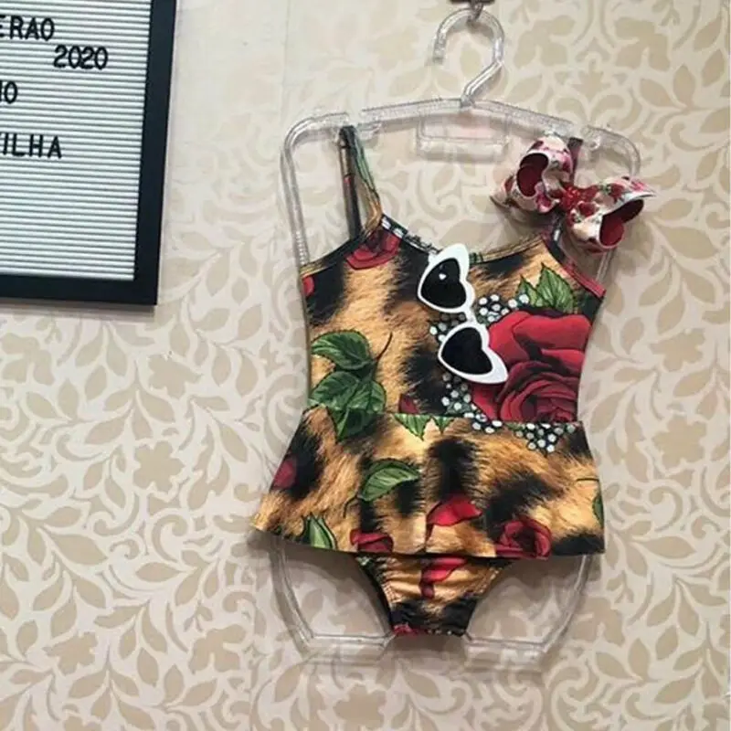 Лето 2020 одежда для маленьких девочек Pudcoco купальник с цветочным леопардовым