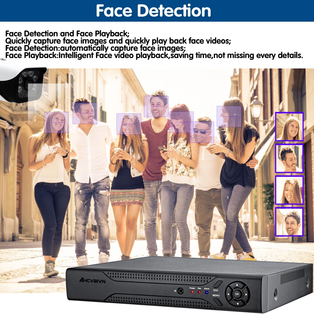  AHCVBIVN HD CCTV 8CH 5MP surveillance DVR POE NVR 8 channel Face-Detection HDMI Standalone security
