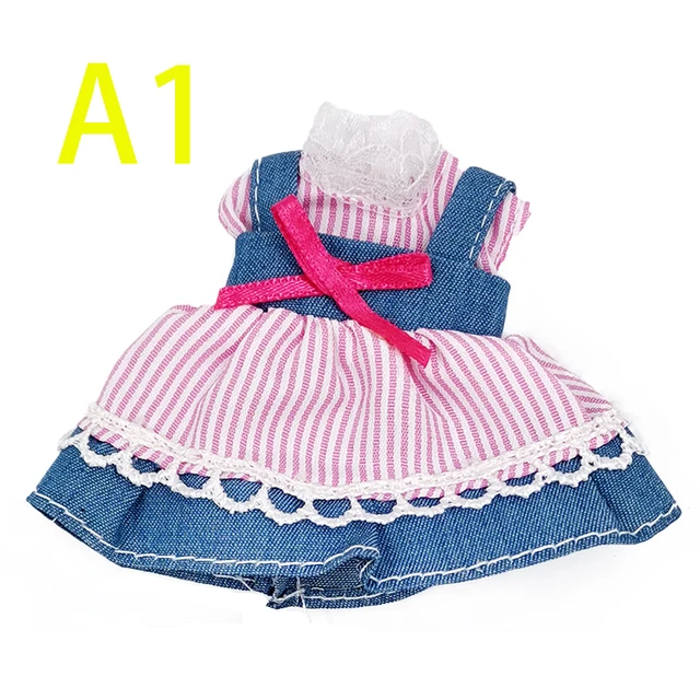 Princess Dress For 1/12 Bjd Dolls Ob11 Clothes Doll Accessories Universal 2021 New Suit Baby Outfits Fit Children Xmas Gifts red stripe
