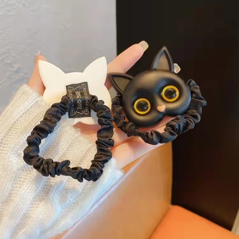 2023 New Cute Cat Rubber Bands Elastic Hair Bands Korean Head Covers for Girls Beautiful Hair Accessories Decorations