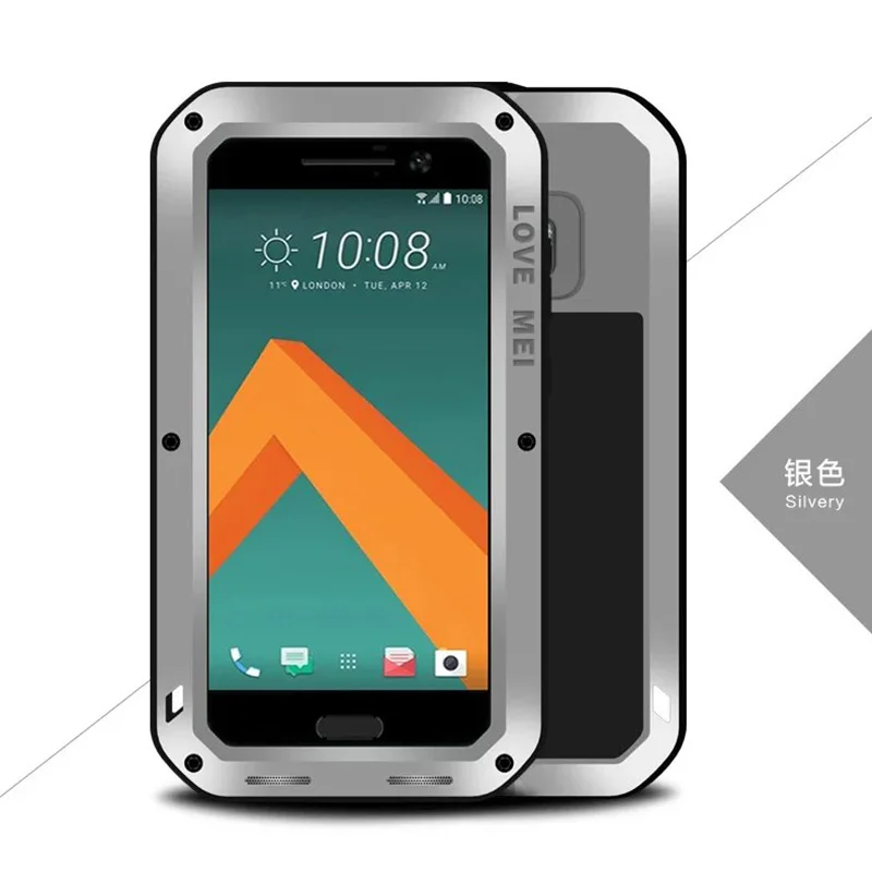 Love Mei For HTC 10 Waterproof Shockproof Gorilla Glass Metal Aluminum Case Cover For HTC M10 Three Proofing Cases