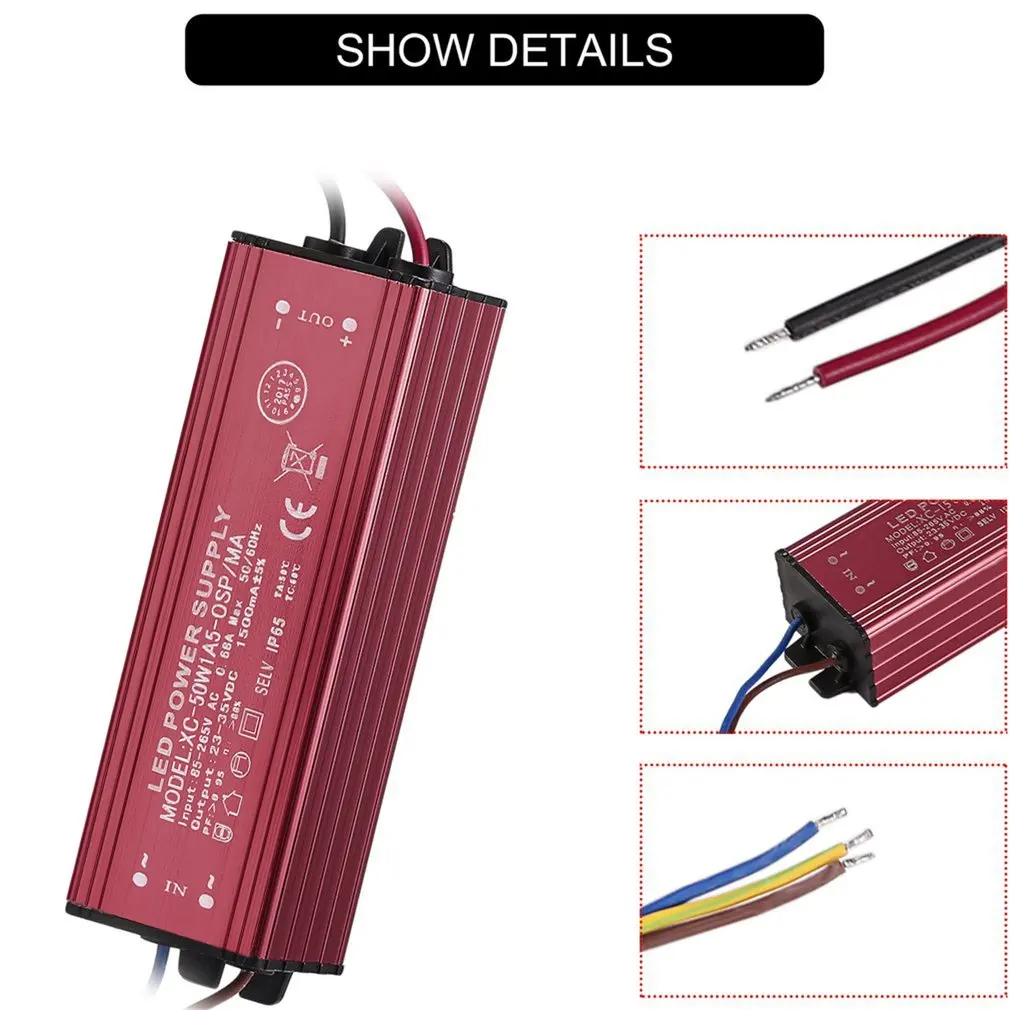Прочный вход 85-265VAC 0,98 Amax выход 23-35VDC 2100mA 70W водонепроницаемый IP65 Светодиодный источник питания постоянного тока - Цвет: 50w