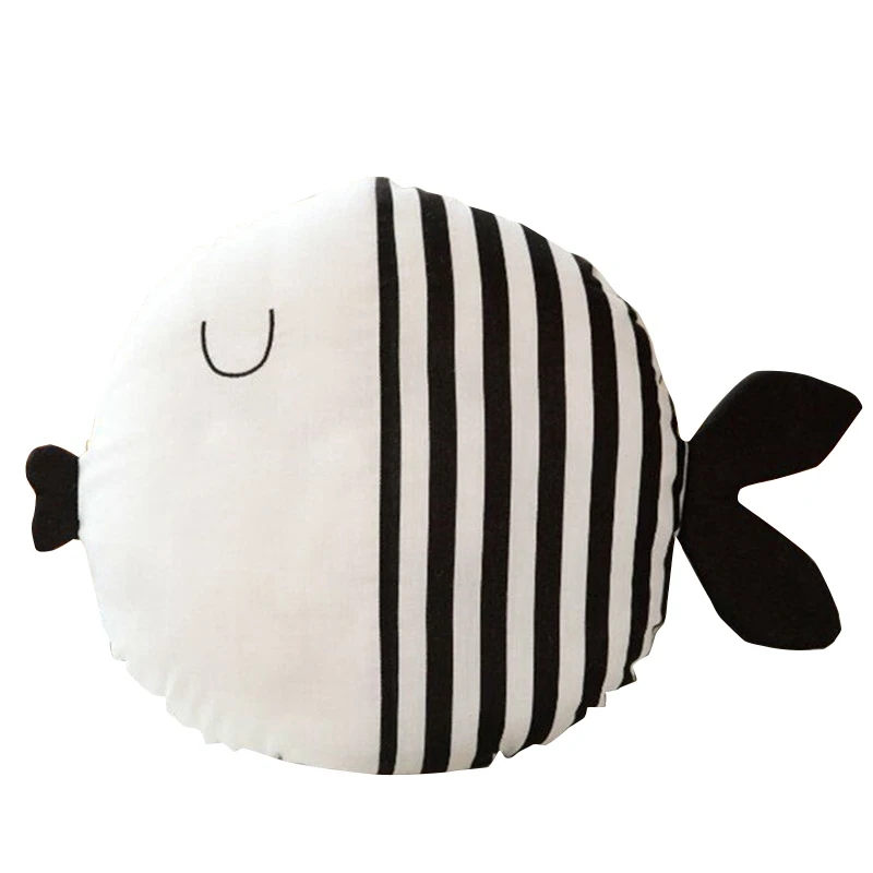 Маленькая подушка-рыба, подушка, Детская комфортная подушка со спящей куклой, плюшевая фигурка рыбы для детей, подарок в полоску