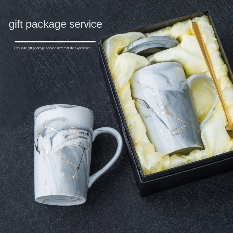 EWAYS-tasse à café en céramique avec couvercle de 12 constellations, 400ml, personnalité créative, sans plomb ► Photo 3/5